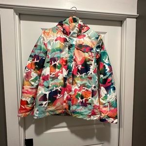 Multi colored ladies ski jacket. Gently worn.